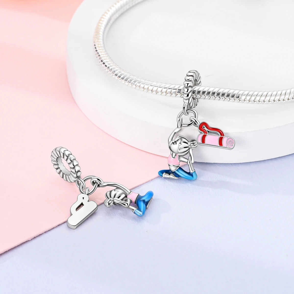 Silver Plated Dangle Charms Bee Yoga Cross Pendant Fit Original Pandora Bracelet Jewelry Making Woman Gift