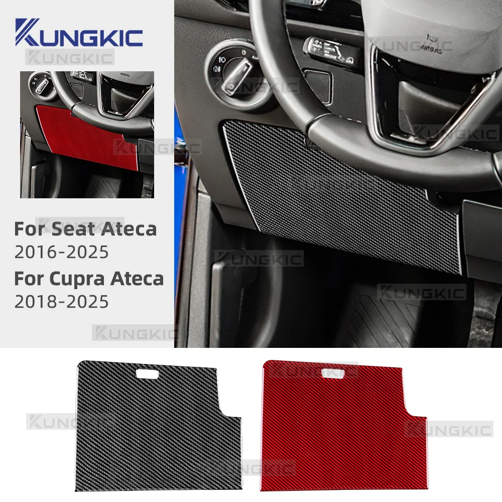 

Наклейка на панель блока предохранителей для водителя автомобиля SEAT Ateca 5F 2016 2017 2018 2019 2020 2021 2022 2023 2024 2025 Cupra Ateca 5F 2018-2025 из настоящего мягкого углеродного волокна