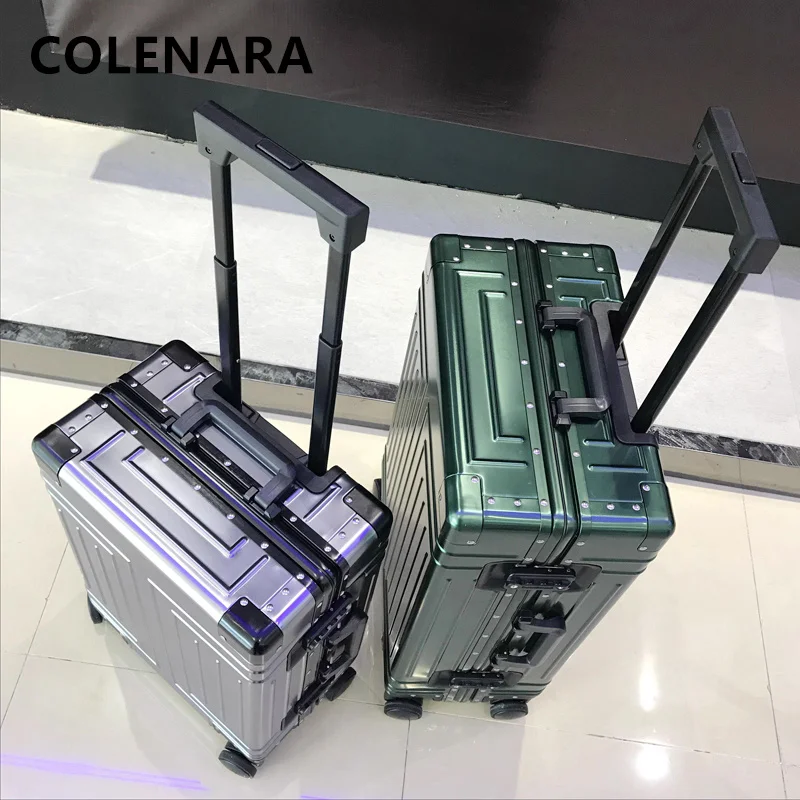 

COLENARA Cabin Suitcase 20"24"26"29Inch Full Aluminum Magnesium Alloy Boarding Box Men's Business Trolley Case Travel Luggage