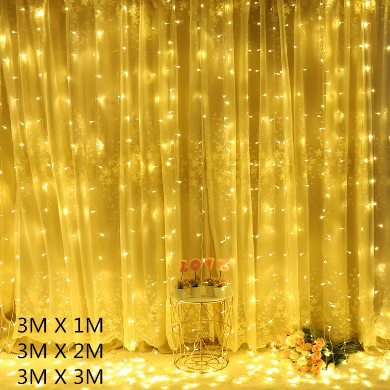 3M LED Curtain Garland Christmas Light String Remote Control USB Fairy Lamp Rustic Wedding Christmas Decor for Home Navidad Noel