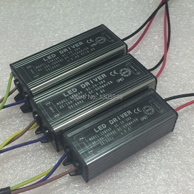 Sterownik ED 10W 20W 30W 50W 300mA 600MA 900MA 1500MA Zasilacz Reflektor LED Sterownik Transformator światła IP66 Wodoodporny Adapter