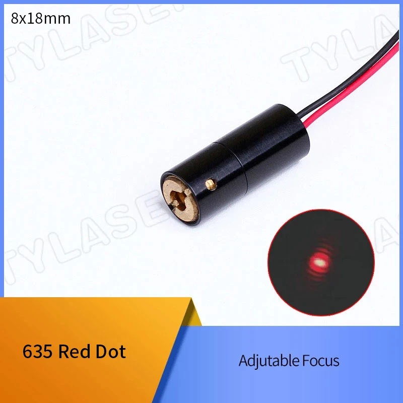 

D8X18mm Focusable Laser Module 635nm 1mW 5mW Laser Head Red Dot Measuring Tool Glass/PMMA Lens Industrial Grade APC Driver