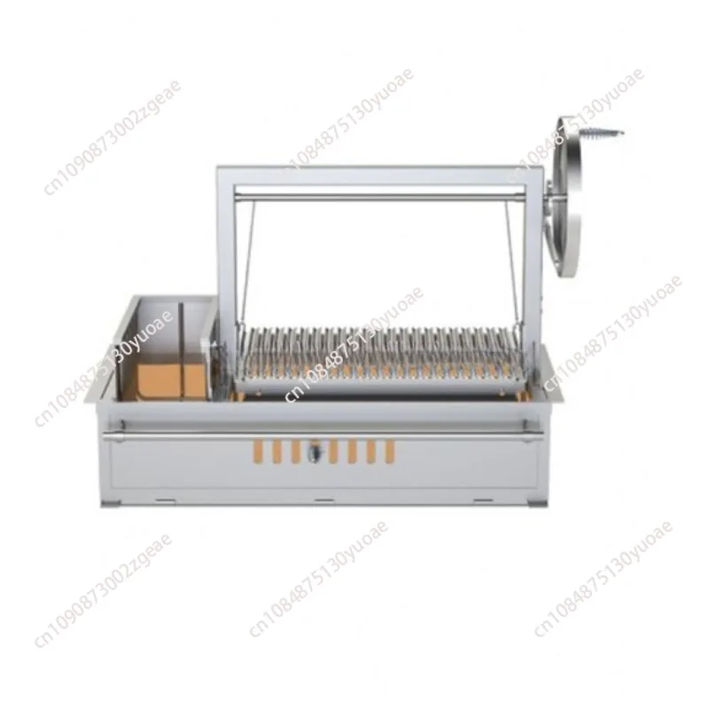 Built-in brick grill for cooking Argentinian adjustable height stainless steel grill