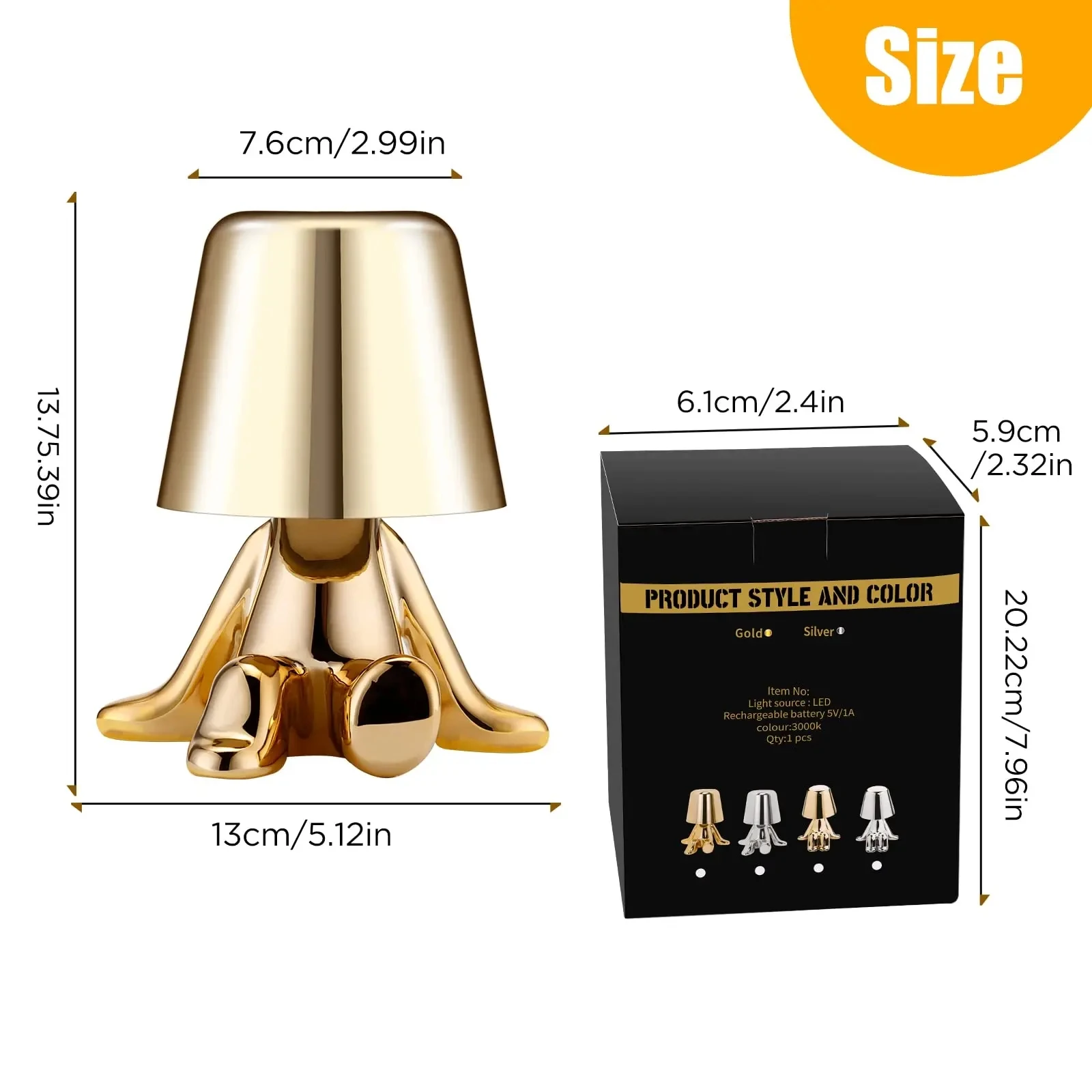 Little Golden Man Table Lamp Bedroom Touch Bedside Atmosphere Night lighting Decoration Desk Light Ornament Bar Home Restaurant