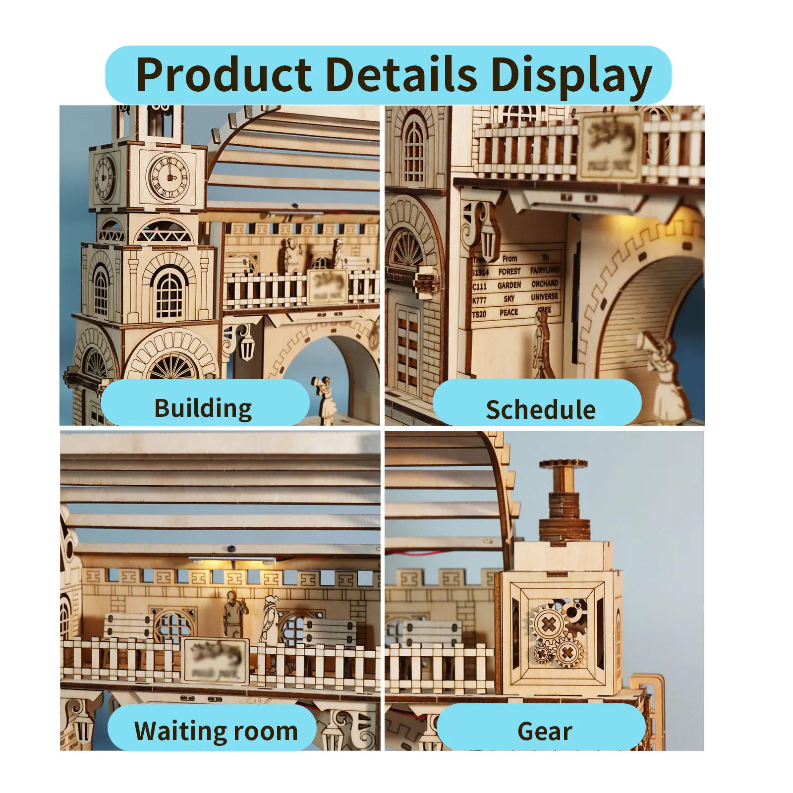 3D Wooden Railway Station Model Kit - DIY Building Set, Realistic Architectural Handmade Craft Unique Christmas Collectible Gift