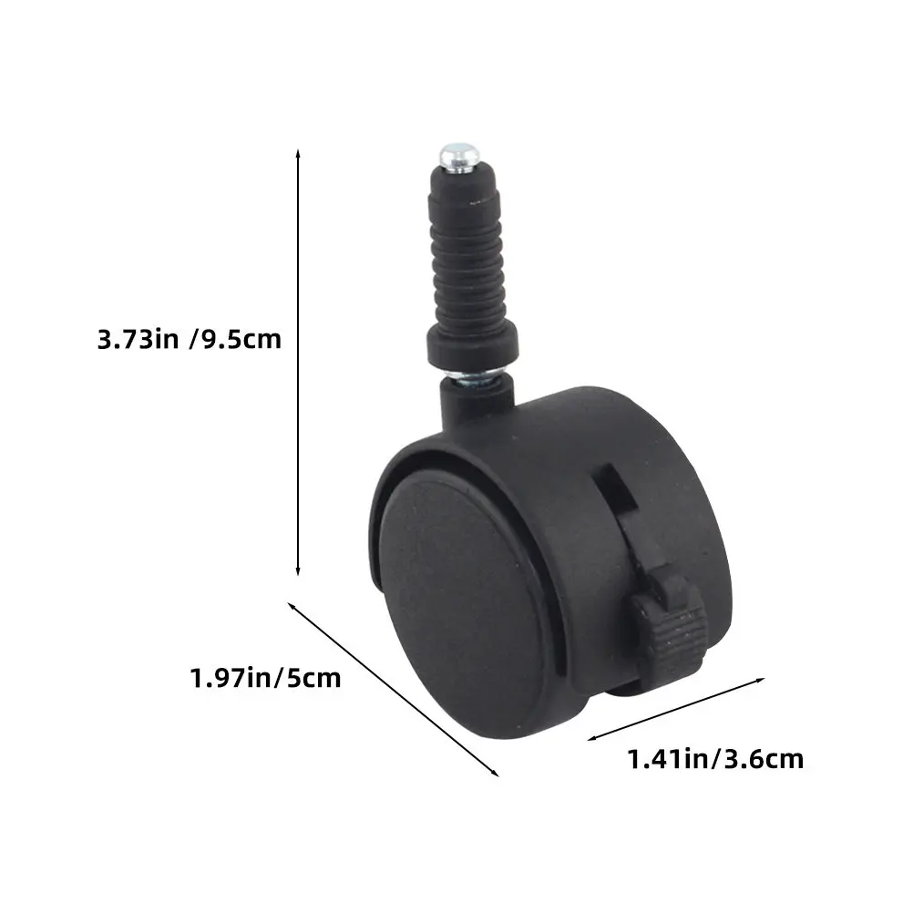2Pcs Office Chair Caster Wheels with Brake Heavy Duty Plastic Furniture Casters for Computer Desk Gaming Chairs Smooth Rolling