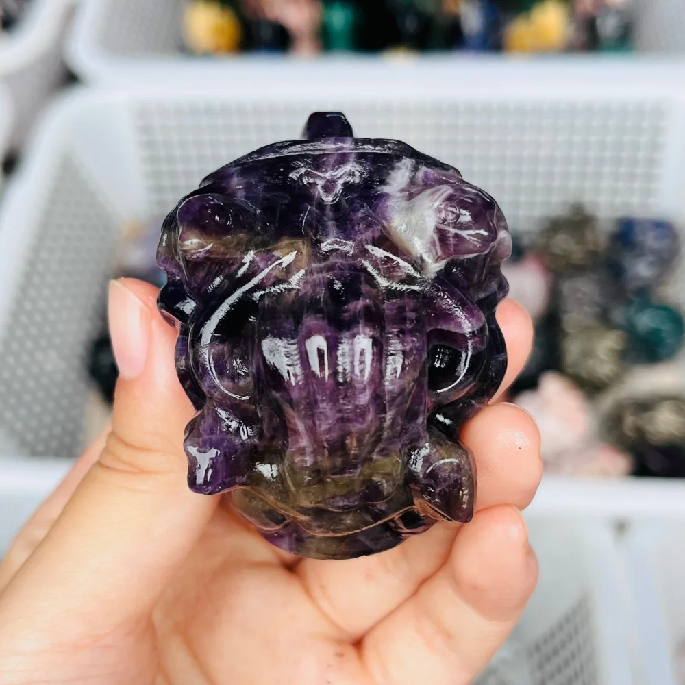 Mixed Natural Crystal Quartz Medusa Head Hand Carved Figurine Crystal Statue Healing Stone Gothic Witchy Home Decor Gift
