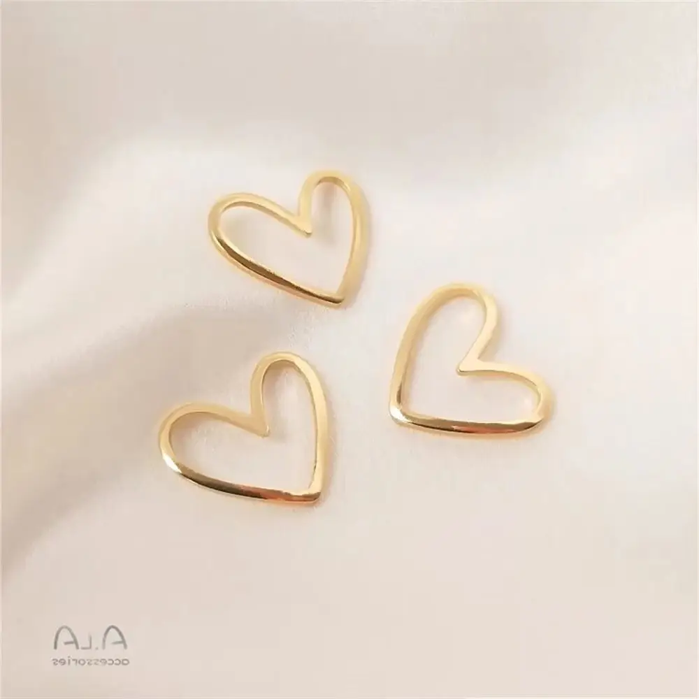 

14K Gold Plated Hollow curved heart shaped accessories diy first accessories connected earrings hanging ornaments