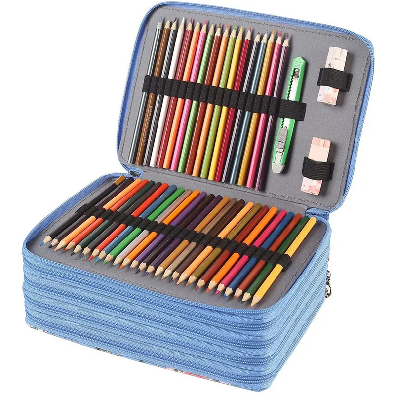 Organizer per astucci colorati con slot EDT-250 con cerniera a 5 strati, borsa portapenne di grande capacità per studenti artisti