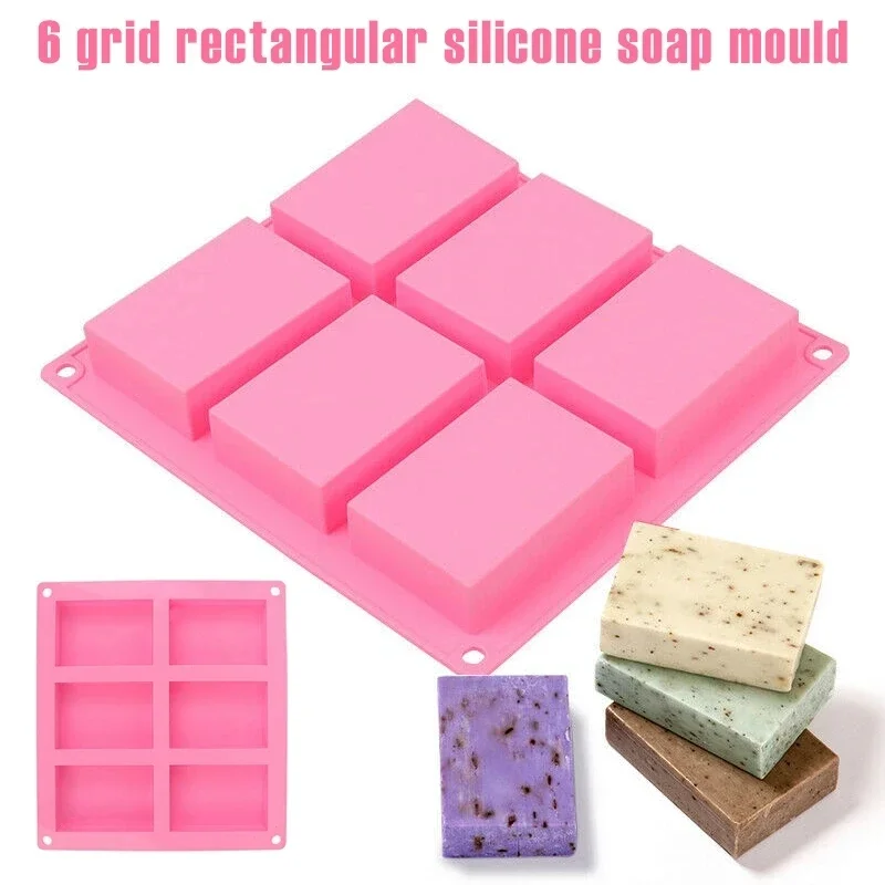 2023 New 6-chamber rectangular square cake silica gel baking mold manual soap mold DIY ice plate jelly cake candy chocolate mold