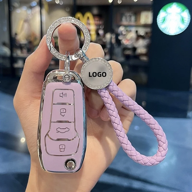 Funda para llave de coche, accesorios para Ford Fusion Fiesta Escort Mondeo Everest Ranger, llavero de coche, tapa, soporte, juego de protección