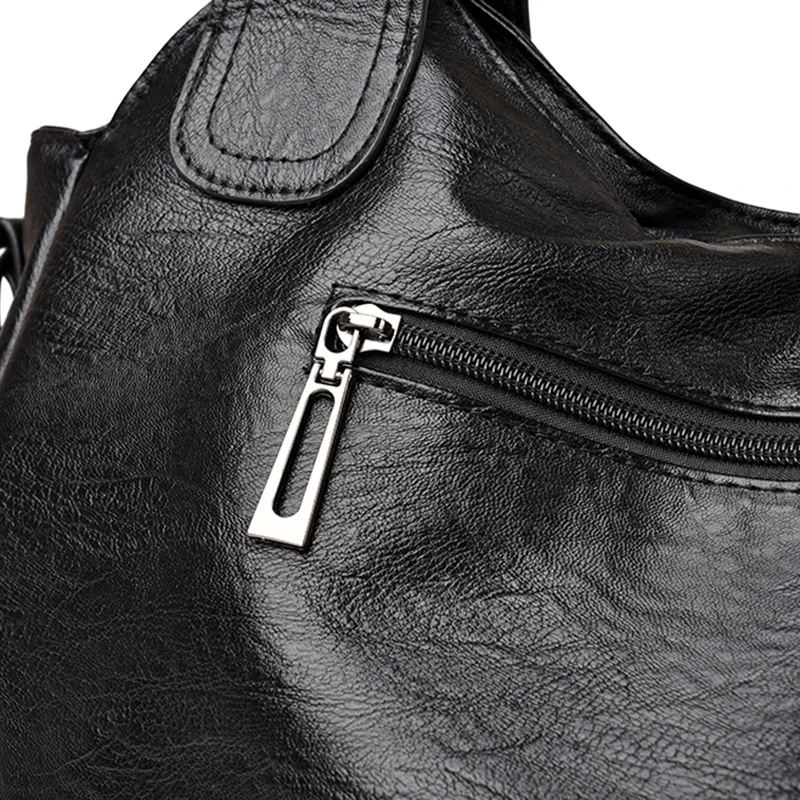 Damen Vintage PU-Leder Handtasche mit mehreren Reißverschlusstaschen, modische Schulter- und Umhängetasche für Arbeit, Alltag und Reisen – Detail 27