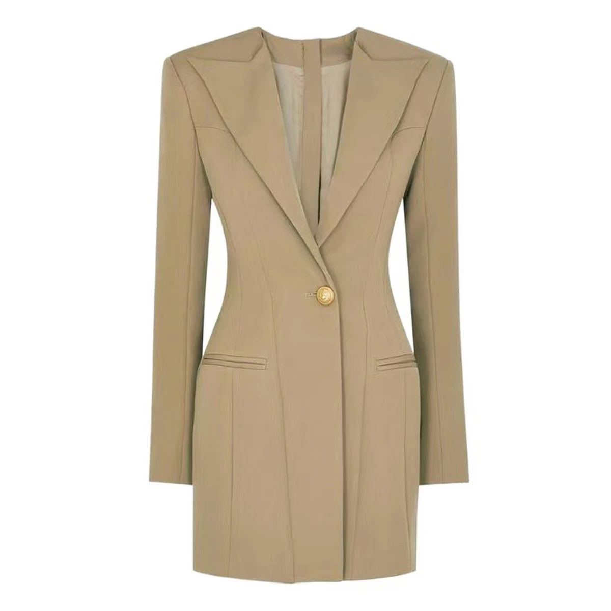 Spring And Autumn New Fashionable High End Solid Color Long Sleeve Slimming Temperament Commuter Socialite Suit Dress Female