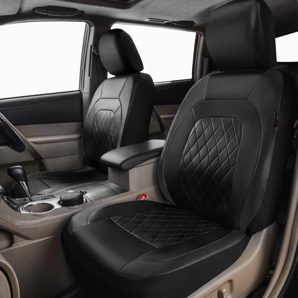 Deluxe Pu Luxury Vinyl Faux Leather Car Seat Covers Full Set, Airbag Compatible, Breathable, Fit for Cars, Trucks, SUV