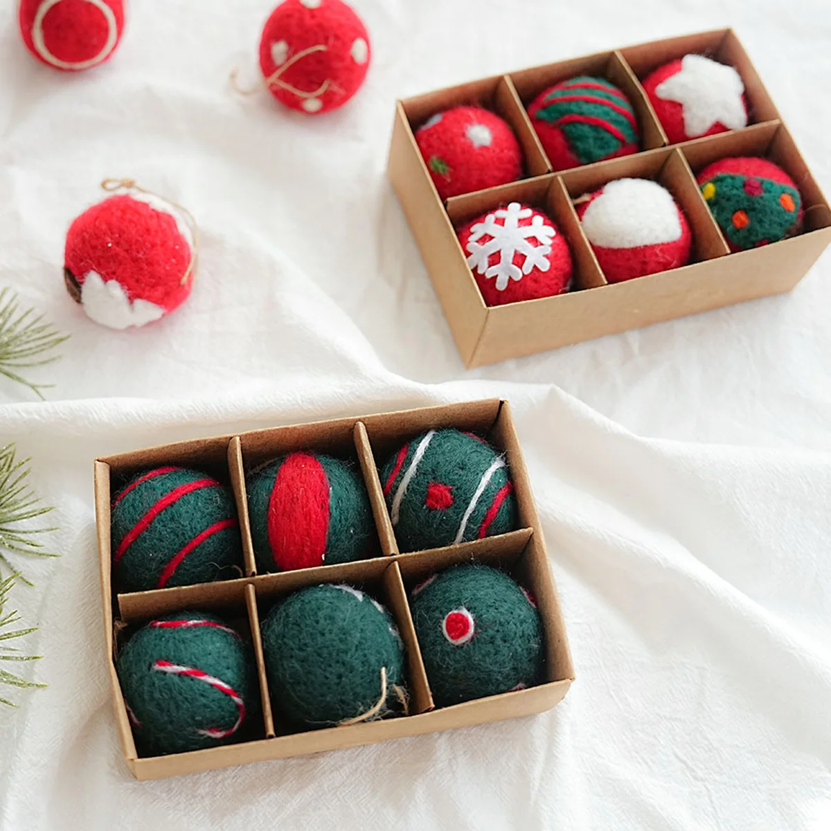 

6 Pcs Christmas Wool Felt Ball Snow Globe Ball-Ornaments For Holiday Wedding Party Colorful-Felt Ball Christmas Baubles