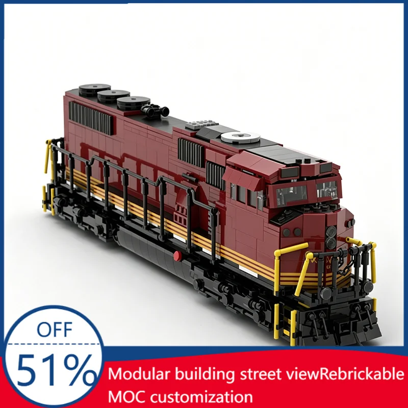 2054Pcs Red River Valley & Western (Rrvw) Sd70Mac Locomotive Model Building Blocks Educational Diy Toy Gifts Train Enthusiasts