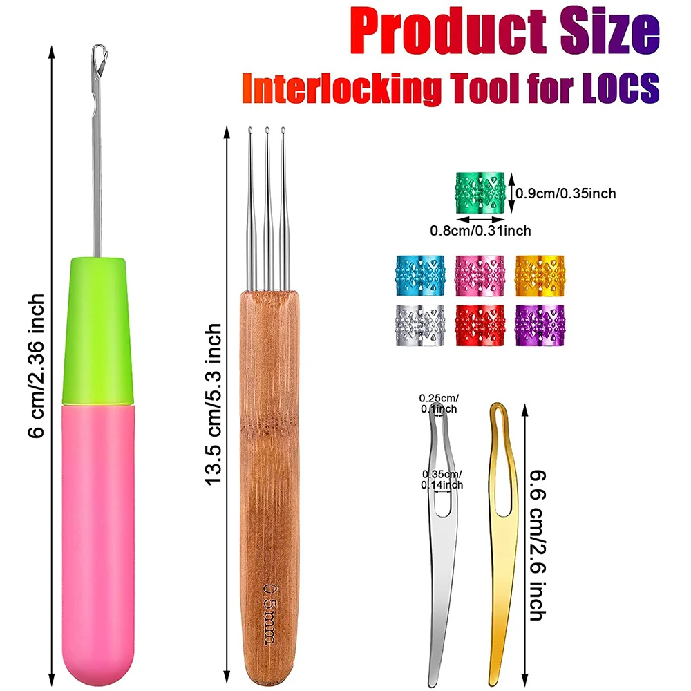 ABBQ SALE 31Pc Braids Crochet Needle Locking Tool Set, Dreadlocks Needles Hair Bent Interlocking Tools with Dreadlocks Hair Ring
