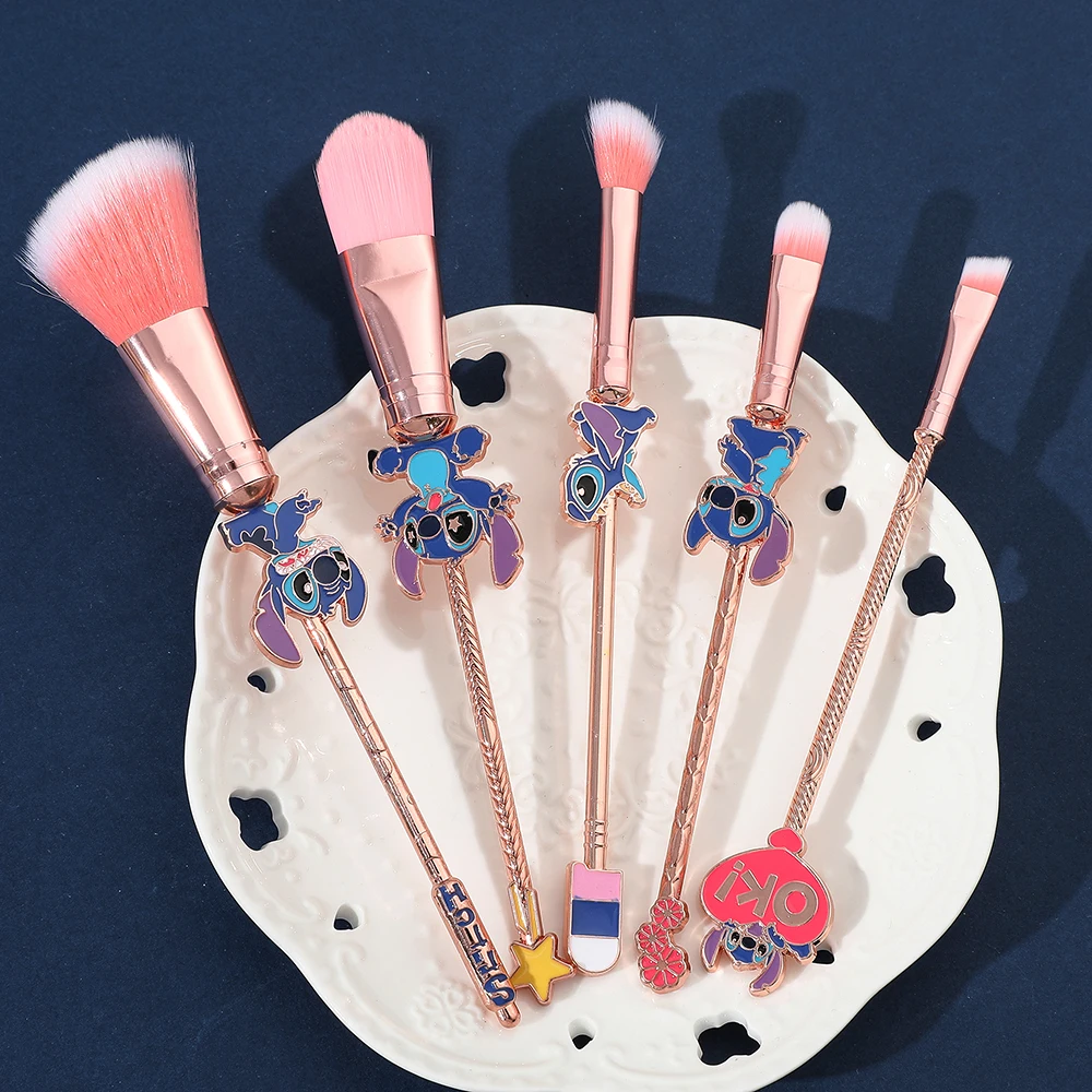 5pcs/lot Stitch Disney Cartoon Figure Makeup Brush Anime Cute Cosplay Model for Women Girl Makeup Brush Tool Girls Gifts