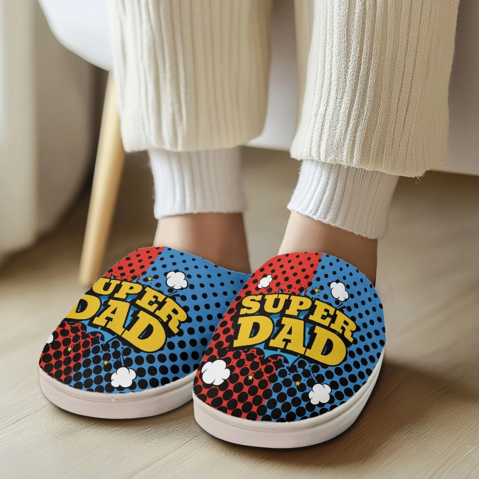 PENSTROLL Super Dad Comic Non Slip Cotton Slippers House Shoes Slippers That Don't Rub Top Of Foot Cold Feet Relief House Shoes