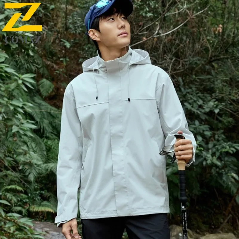 

Unisex Hiking Jacket Windproof Waterproof Spring Autumn Outdoor Parka with Detachable Hood Multi-Pockets for Mountain Climbing
