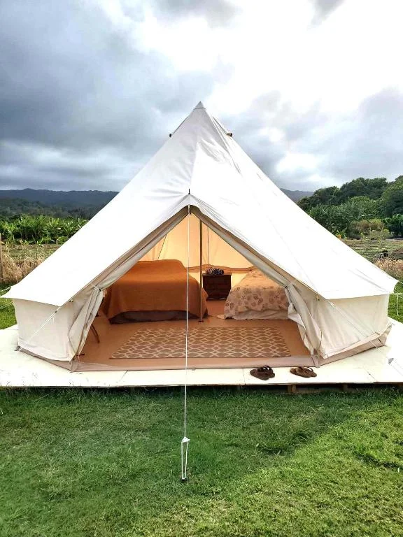 Outdoor camping glamping luxury safari waterproof breathable yurt tent cotton canvas bell tent