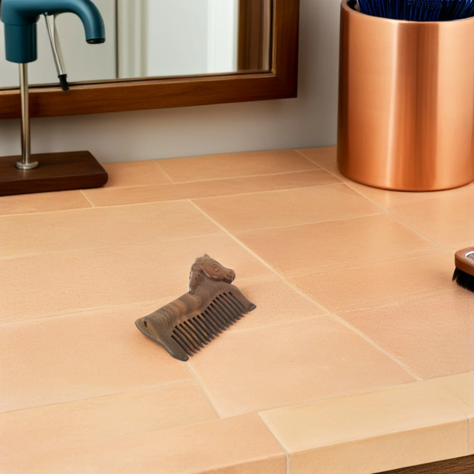 

Handcrafted Sandalwood Zodiac Horse Comb - Wide Tooth Wooden Scalp Massager for Men Women Anti Static Travel Grooming Tool