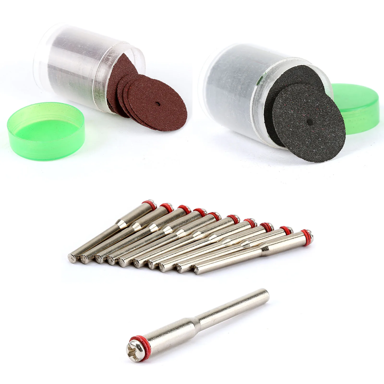 72 قطعة ملحقات دريمل 24 مللي متر قطع أقراص قطع عجلات طحن القرص ل أداة دوارة لقطع المعادن + 10 قطعة 3.175 مللي متر مغزل