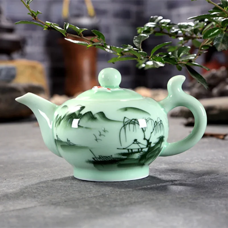 Longquan Celadon Tea Set Teapot 220Ml Gaiwan Coffeeware Teaware Puer Tea Pot Ceramic Yixing Kettle Clay Teapots Samovar Cup Pots