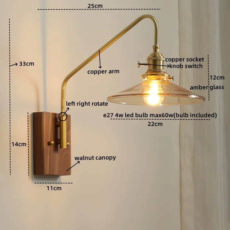 IWHD Home Decor LED Wall Lamp Sconce Balcony Bedroom Living Room Glass Copper Modern Stair Light Fixtures Luces Nocturnas