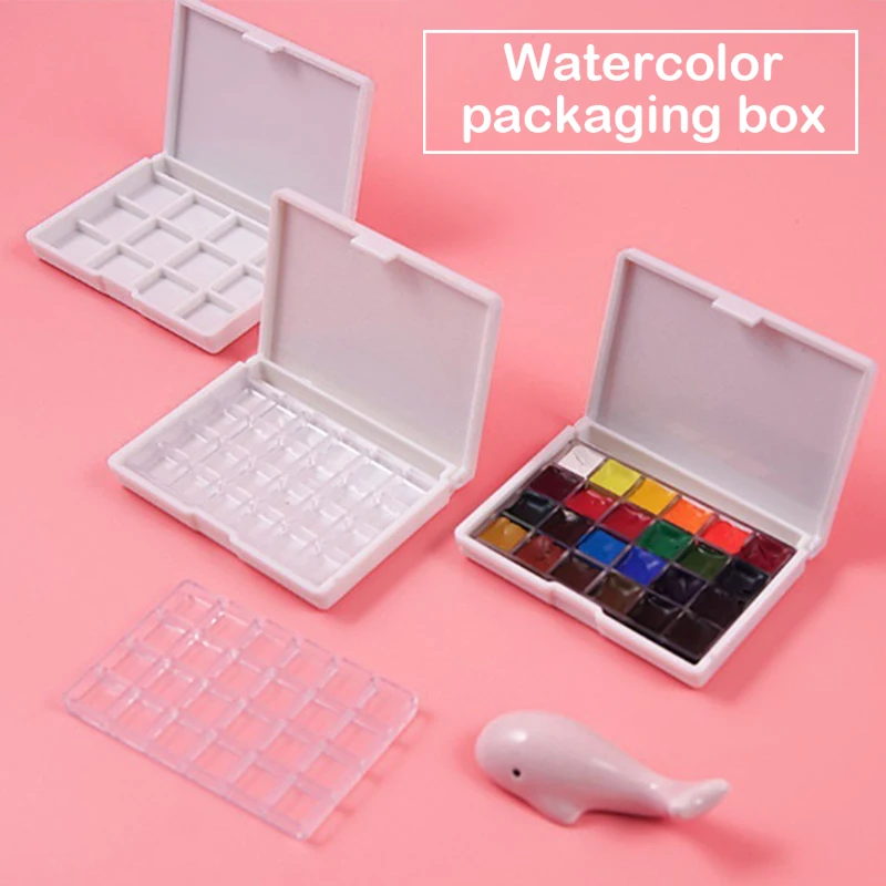 Portable Plastic Multi-Function Painting Box Empty Watercolor Palette Watercolor Oil Acrylic Gouache Paint Packaging Box