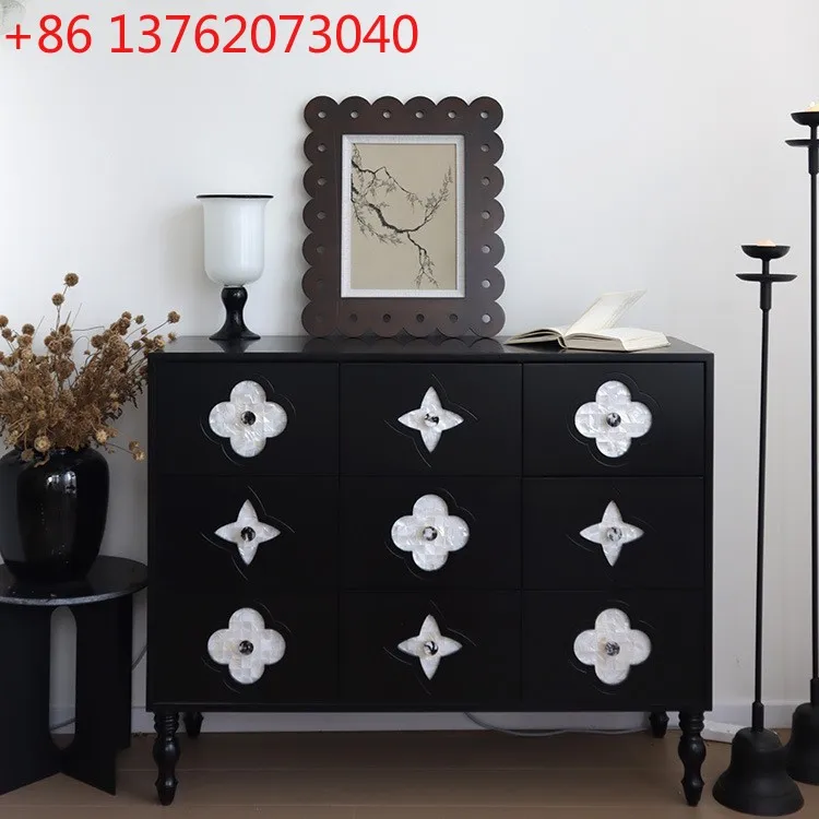 

TT French style retro four-leaf clover solid wood nine-chest cabinet bedroom storage cabinet