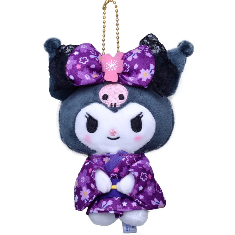 14Cm Sanrio Kawaii Cartoon Animation Sakura Kimono My Melody Kuromi Cinnamoroll Plush Doll Pendant Bag Pendant Cute Girl Gift