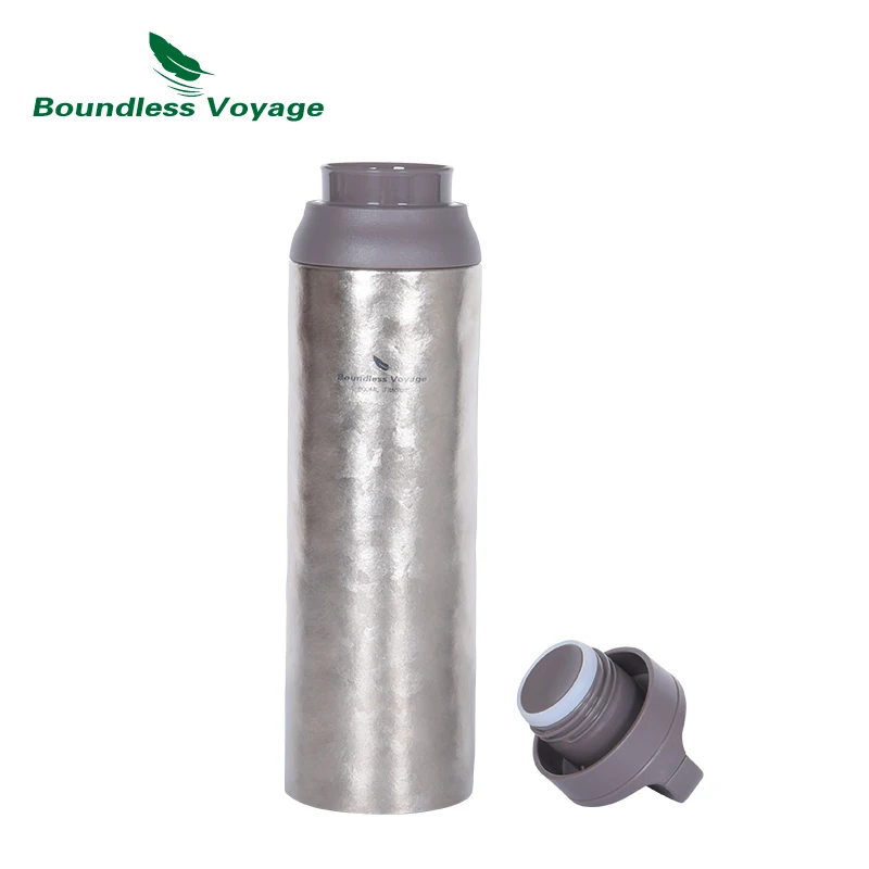 Boundless Voyage-Bouteille isotherme en titane avec couvercle à crochet, thermos isolé, grande capacité, tasse chaude ou froide, 800ml