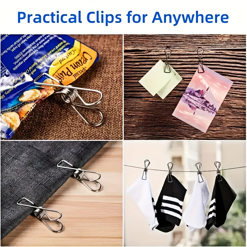 20Pcs Heavy‑Duty Stainless Steel Clothes Pegs Rust Proof Spring Metal Clips for Laundry Kitchen Outdoor Travel Office Use