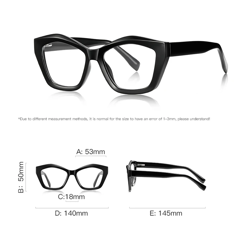 KIZN Okulary korekcyjne z filtrem światła niebieskiego na krótkowzroczność, nowa damska moda, kocie oko, okulary do komputera z przeciwsłonecznym filtrem i możliwością dopasowania soczewek od -0.50 do -10
