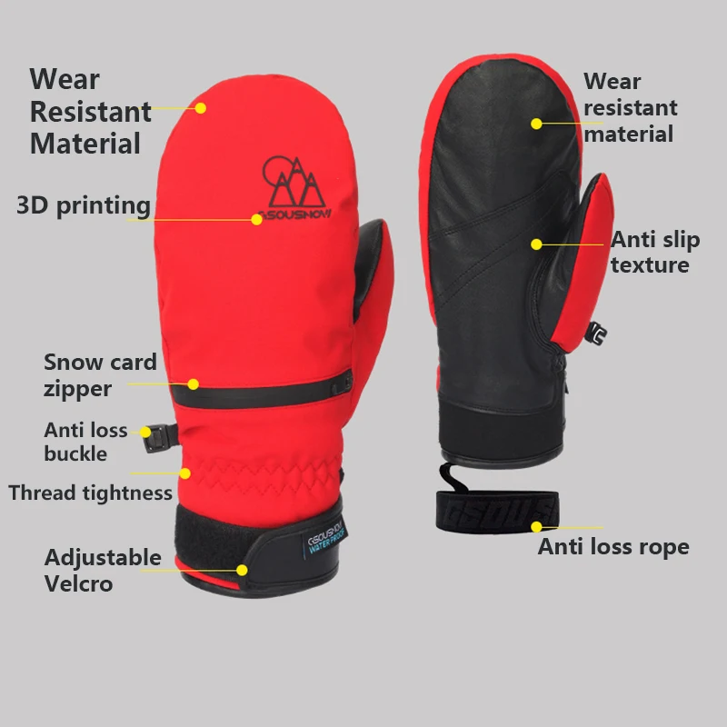 2025 Nieuwe Skihandschoenen Waterdicht Winddicht Schapenvacht Handschoen Vrouwen Outdoor Winter Pro Warme Innerlijke Vijf Vinger Mannen Snowboard Wanten