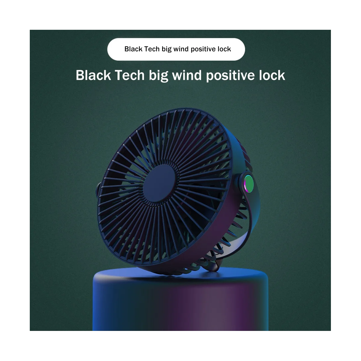 Outdoor Camping Tent Ceiling Fan 3000MAh Rechargeable 3-Gear Suspended Mosquito Net Desktop Fan in Dormitory-Black-HIM