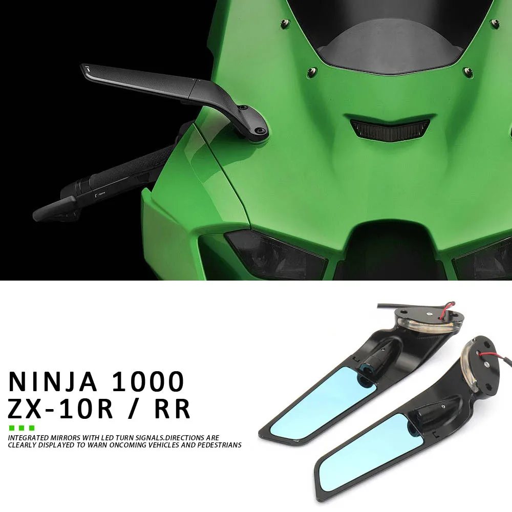 

Для Kawasaki Ninja 1000 ZX-10RR ZX 10RR ZX-10R ZX10R мотоциклы с ветровым крылом, регулируемое вращающееся зеркало заднего вида со светодиодной подсветкой