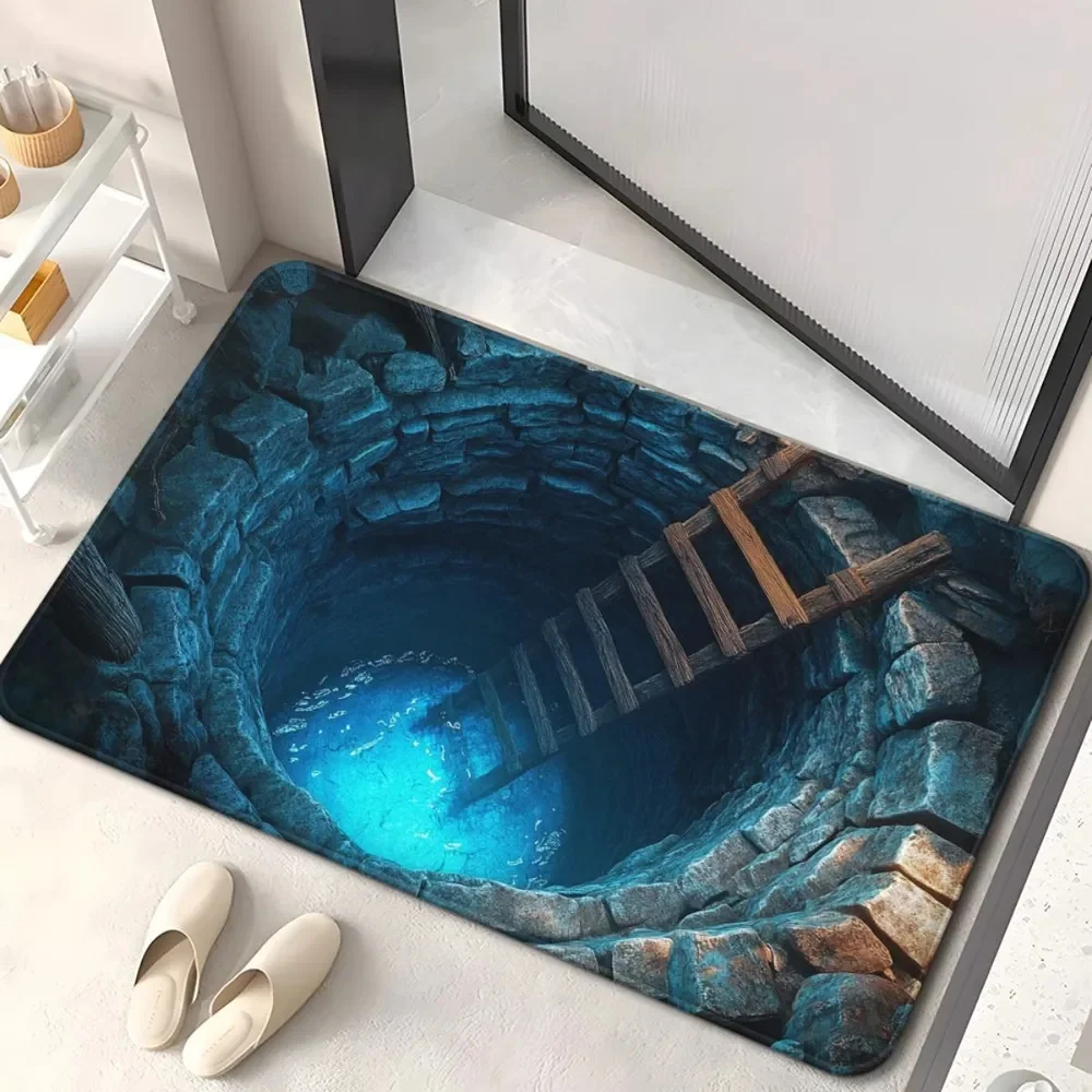 VIKAMA Deep Well Visual Trap Floor Mat Internet Famous Abyss Carp Wear-Resistant Entrance Bathroom Decoration Floor Mat