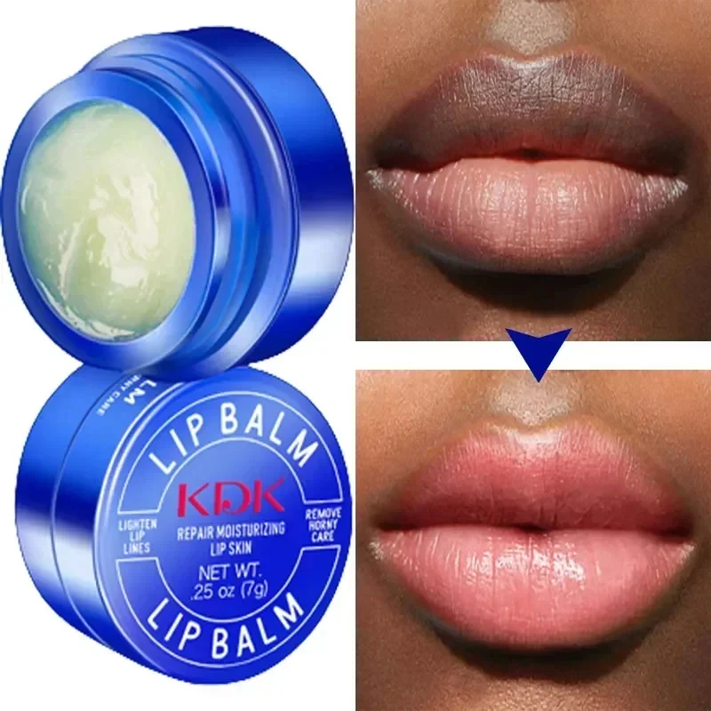 Kdk - Mini bálsamo labial en tarro azul, hidratante y reparador, mascarilla labial pequeña y portátil, cuidado labial con textura fresca y humectación duradera