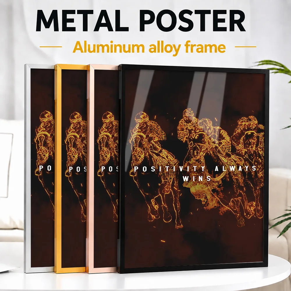Positivity Always Wins Metal Poster With Aluminum Alloy Frame Customized Painterly Wall Art For Workspace And Training Studio