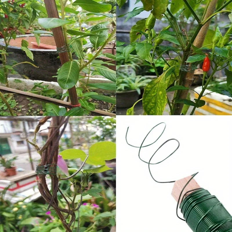 6-Pack Green Garden Wire, 0.65 mm x 40 m Each, Rust-Resistant Plant Tie Wire for Gardening, Floral Arrangements & DIY Crafts