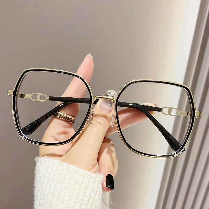 Fashion Milk white frame glasses Women Men Anti blue light glasses Oversized Polygon Frame Clear Lens Computer Glasses очки