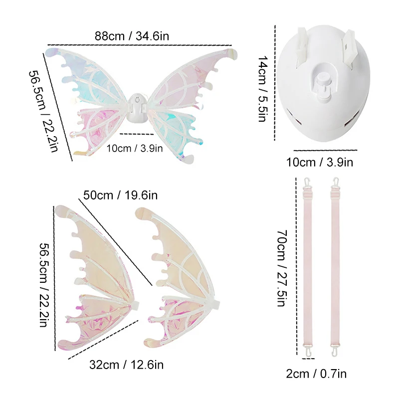 Ailes De Papillon Enfant LED Roses - Lumière Musicale 7 Couleurs - Costume Fée Halloween Anniversaire - Jeu De Rôle