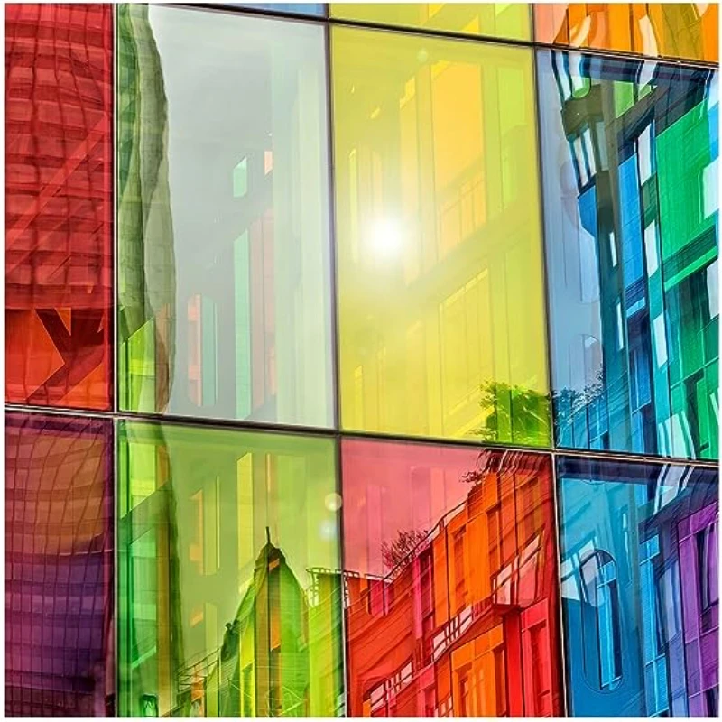 Color Decorative Window Film PET Static Cling Transparent Heat Insulation Solar Colorful Glass Stickers For Home Glass