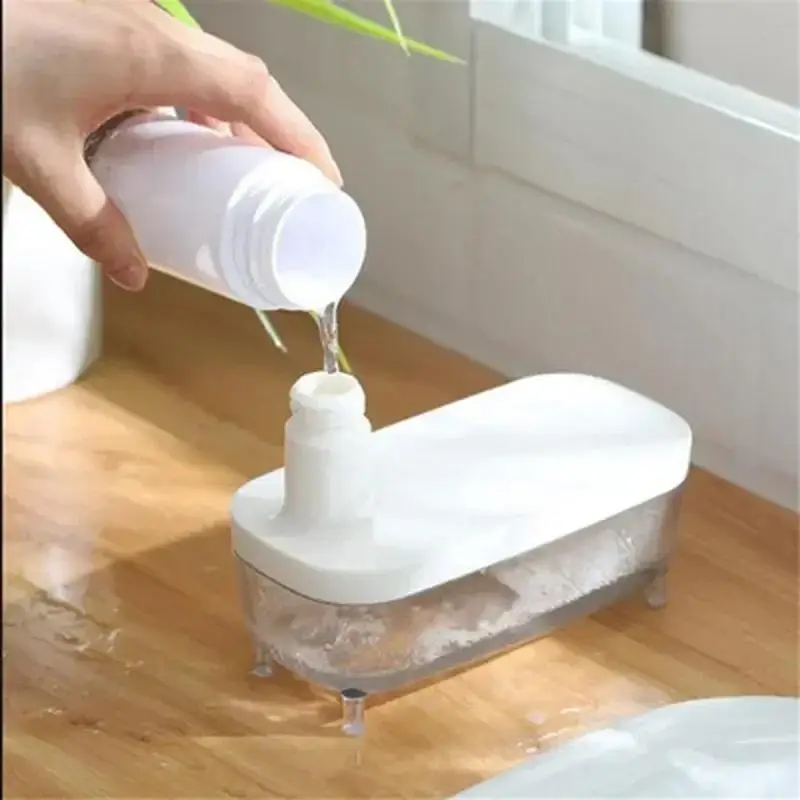 2 In1 Dispenser And Soap Storage Box Multi-function Liquid Container Drainboard Soap Holder Rack Soap Dispenser Kitchen