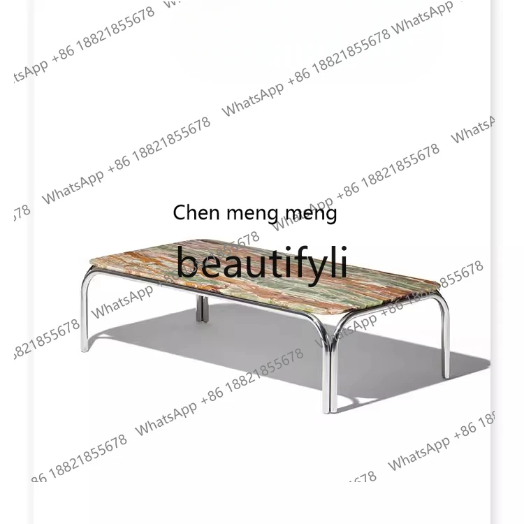Coffee table/natural ancient sapphire marble stainless steel retro coffee tableH