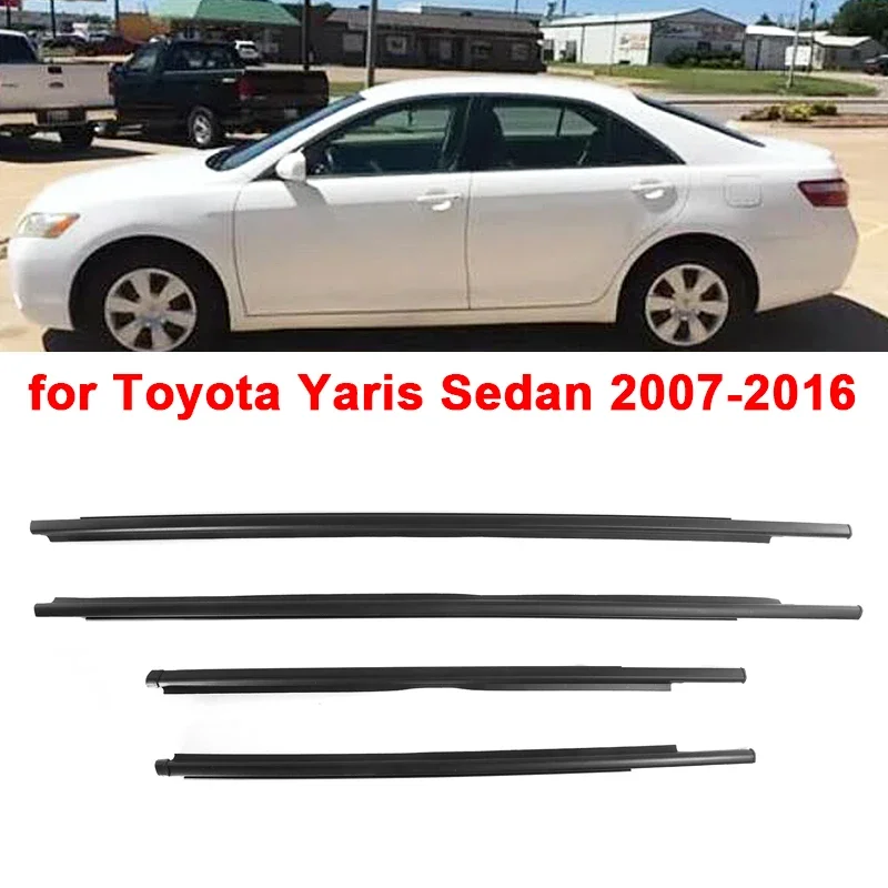 Car Side Window Sealant Strip Door Window Weatherstrip Glass Seal Moulding Trim for Toyota Yaris Sedan 2007-2016