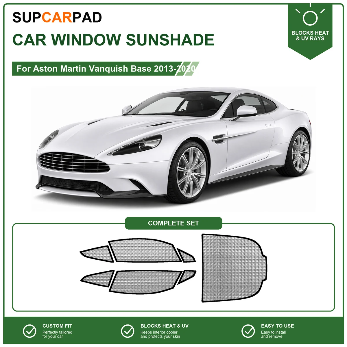 For Aston Martin Vanquish Base 2013-2020 Full Set Car Window Sunshades UV Block Privacy Heat Insulated Foldable Car Curtain