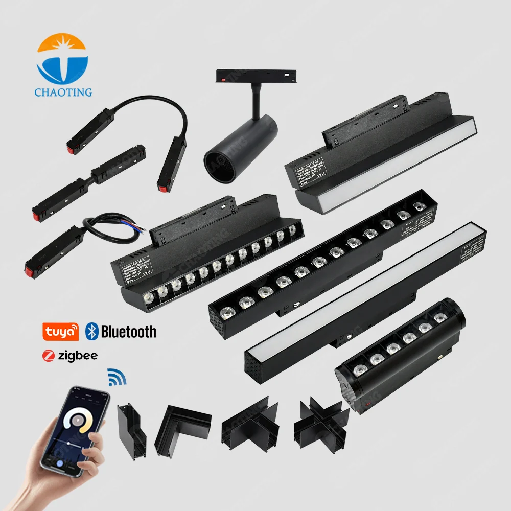 Surface Mounting Track Light Recessed Led Tracklights Suspension Magnet Track Light Dc48v Led Track Magnetic Light Rail System